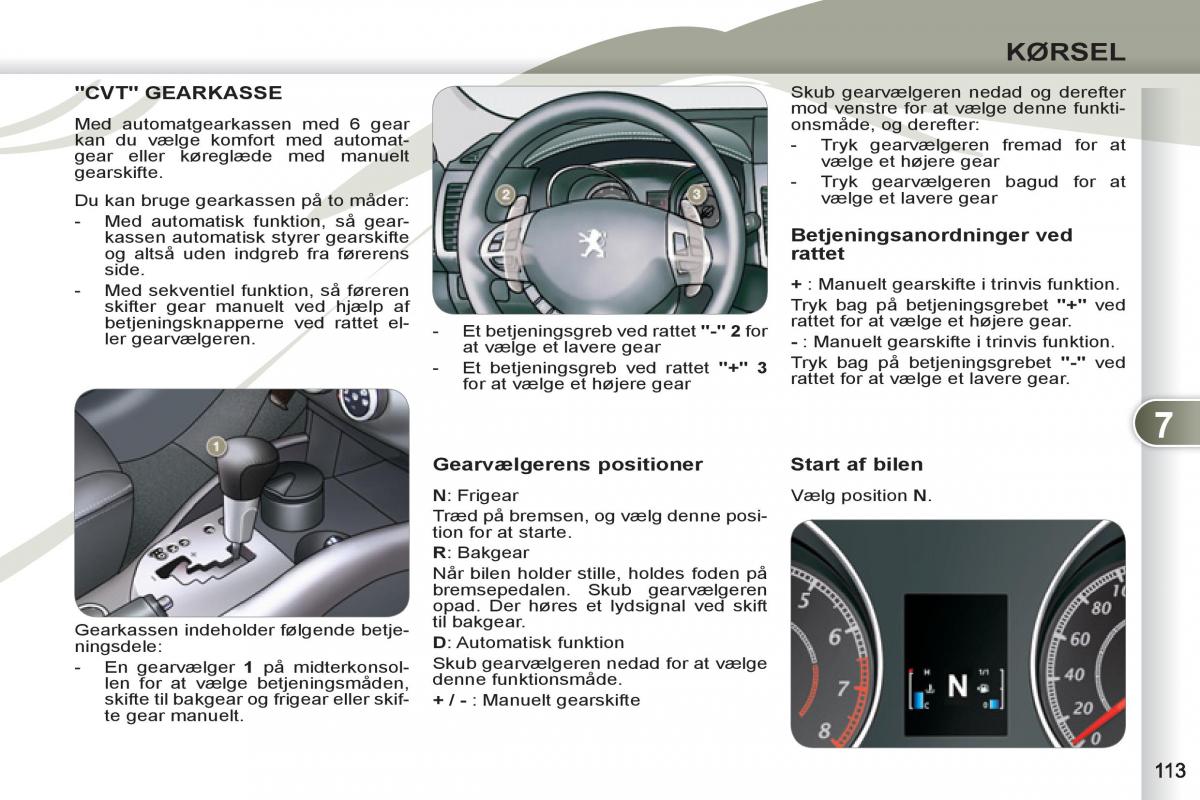 Peugeot 4007 Bilens instruktionsbog / page 115