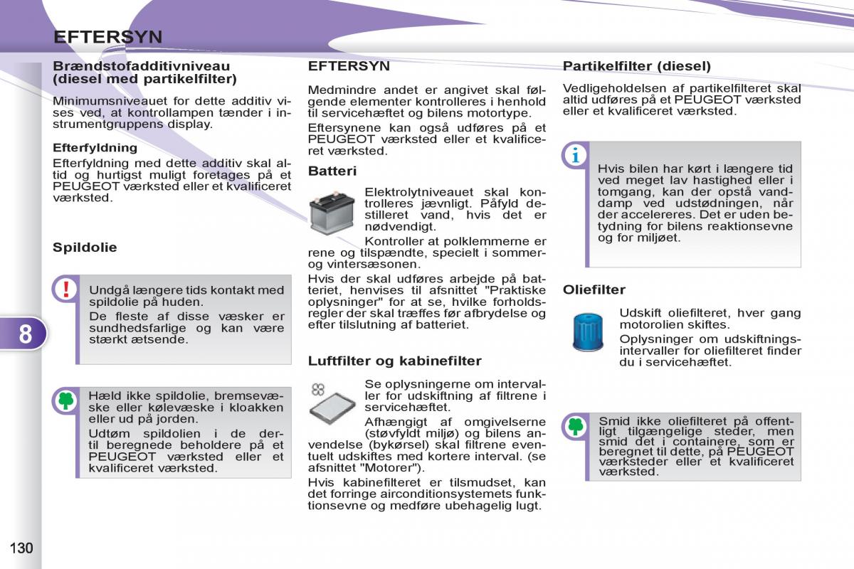 Peugeot 4007 Bilens instruktionsbog / page 132