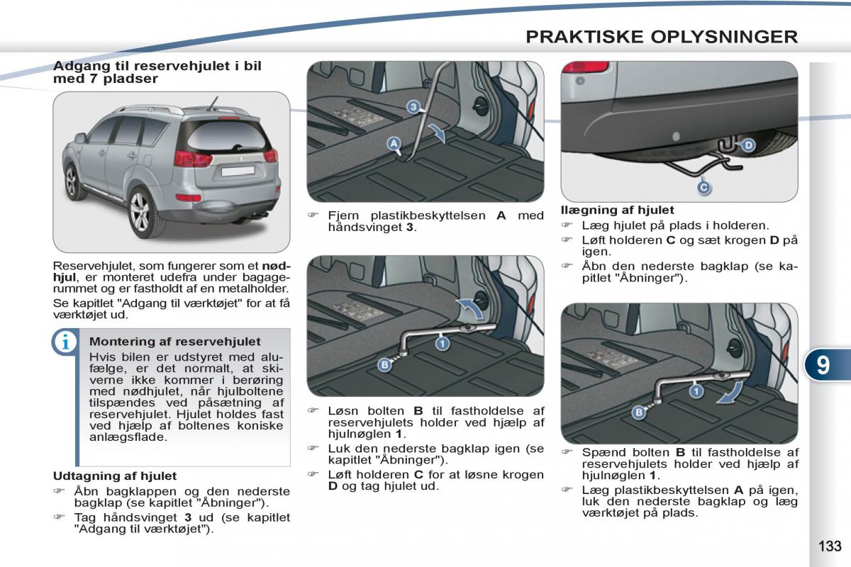 Peugeot 4007 Bilens instruktionsbog / page 135
