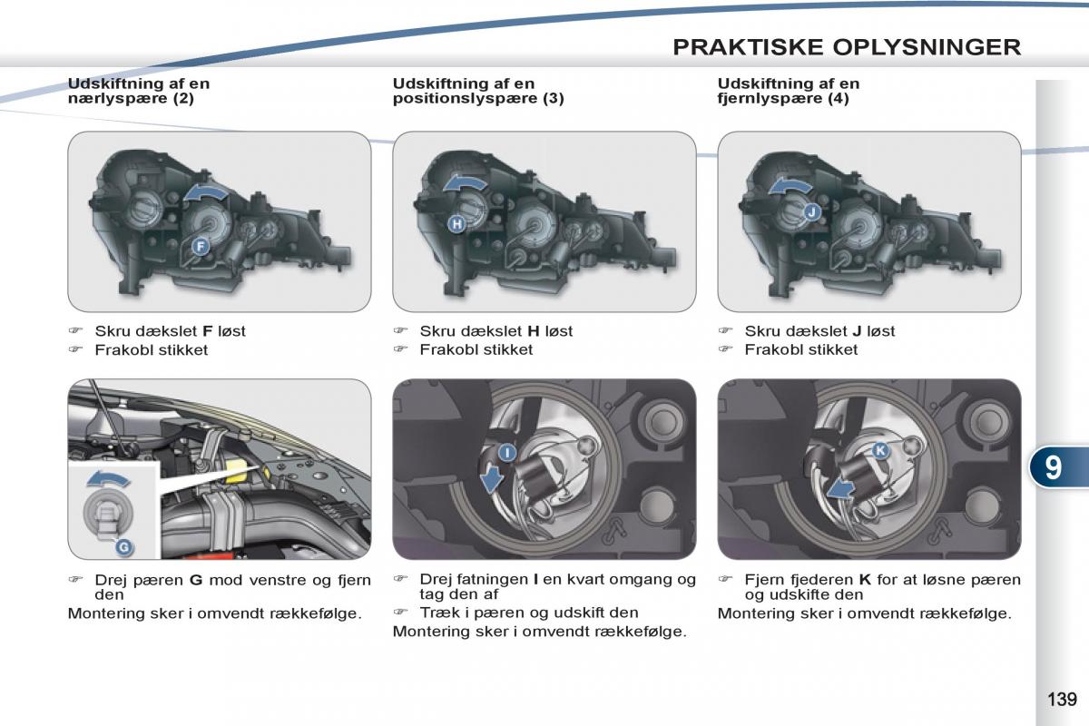 Peugeot 4007 Bilens instruktionsbog / page 141