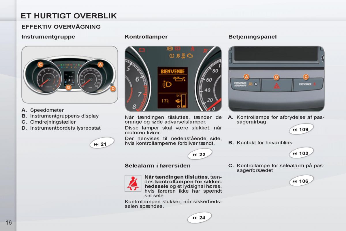 manual  Peugeot 4007 Bilens instruktionsbog / page 18