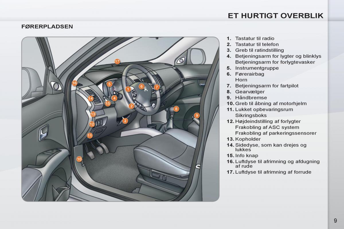 Bedienungsanleitung Peugeot 4007 Bilens instruktionsbog / page 11
