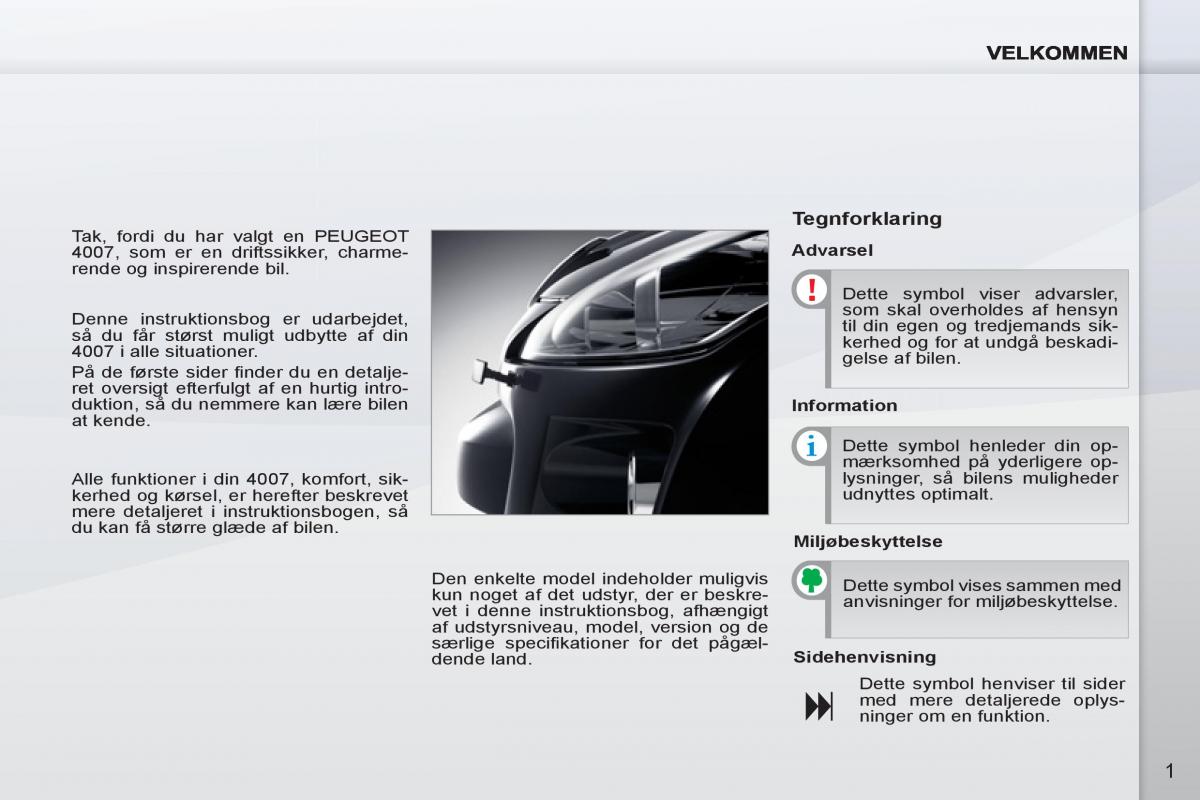 instrukcja obsługi Peugeot 4007 Bilens instruktionsbog / page 3