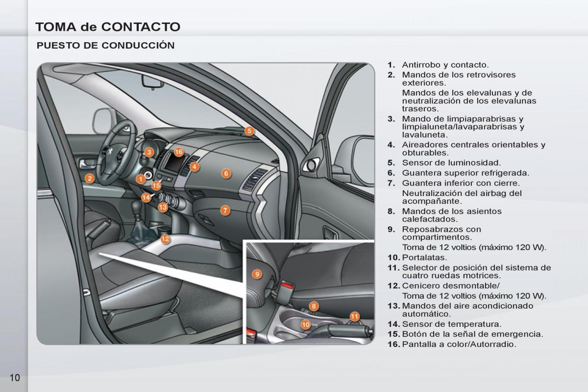 Peugeot 4007 manual del propietario / page 12