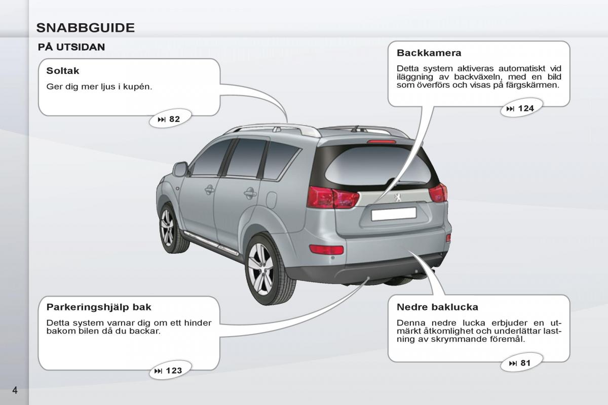 Peugeot 4007 instruktionsbok / page 6