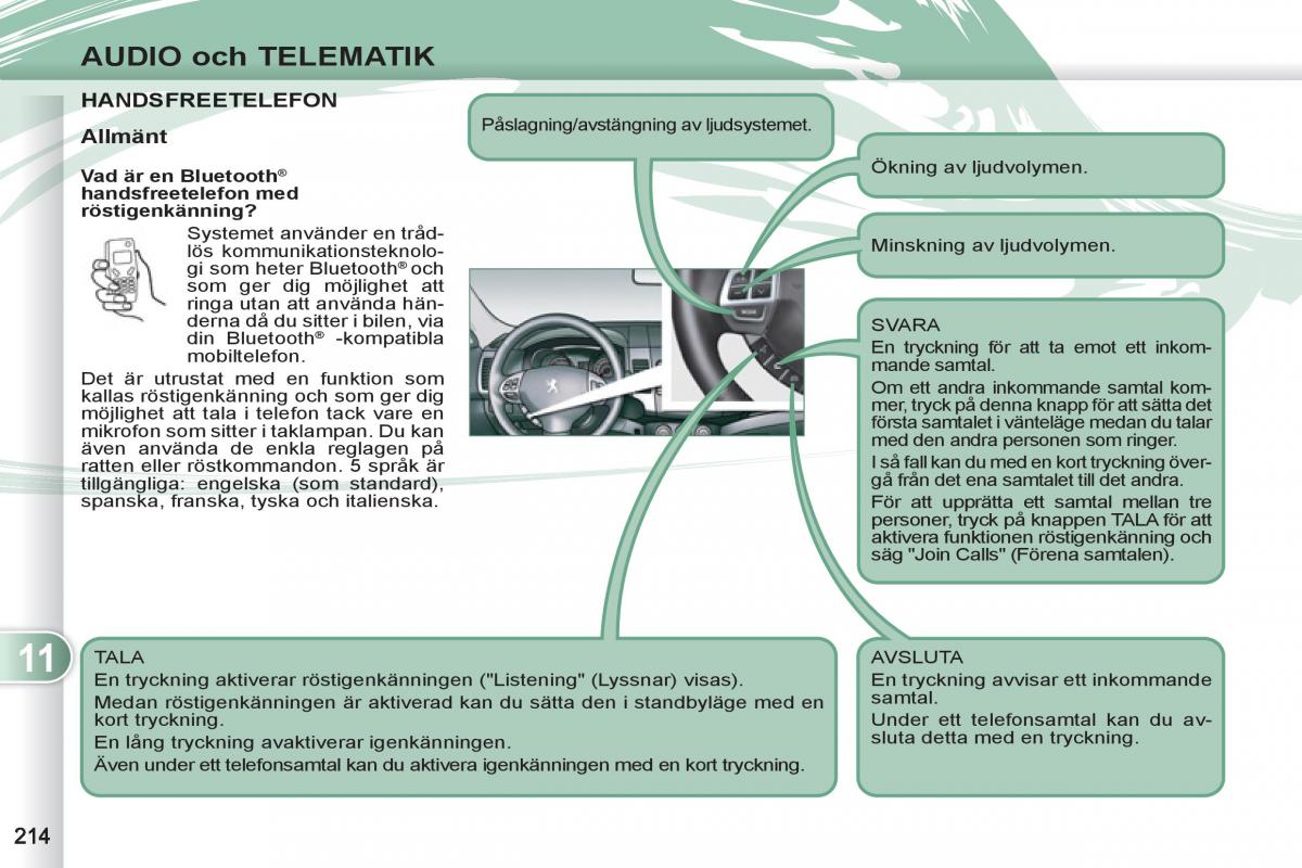 Peugeot 4007 instruktionsbok / page 216