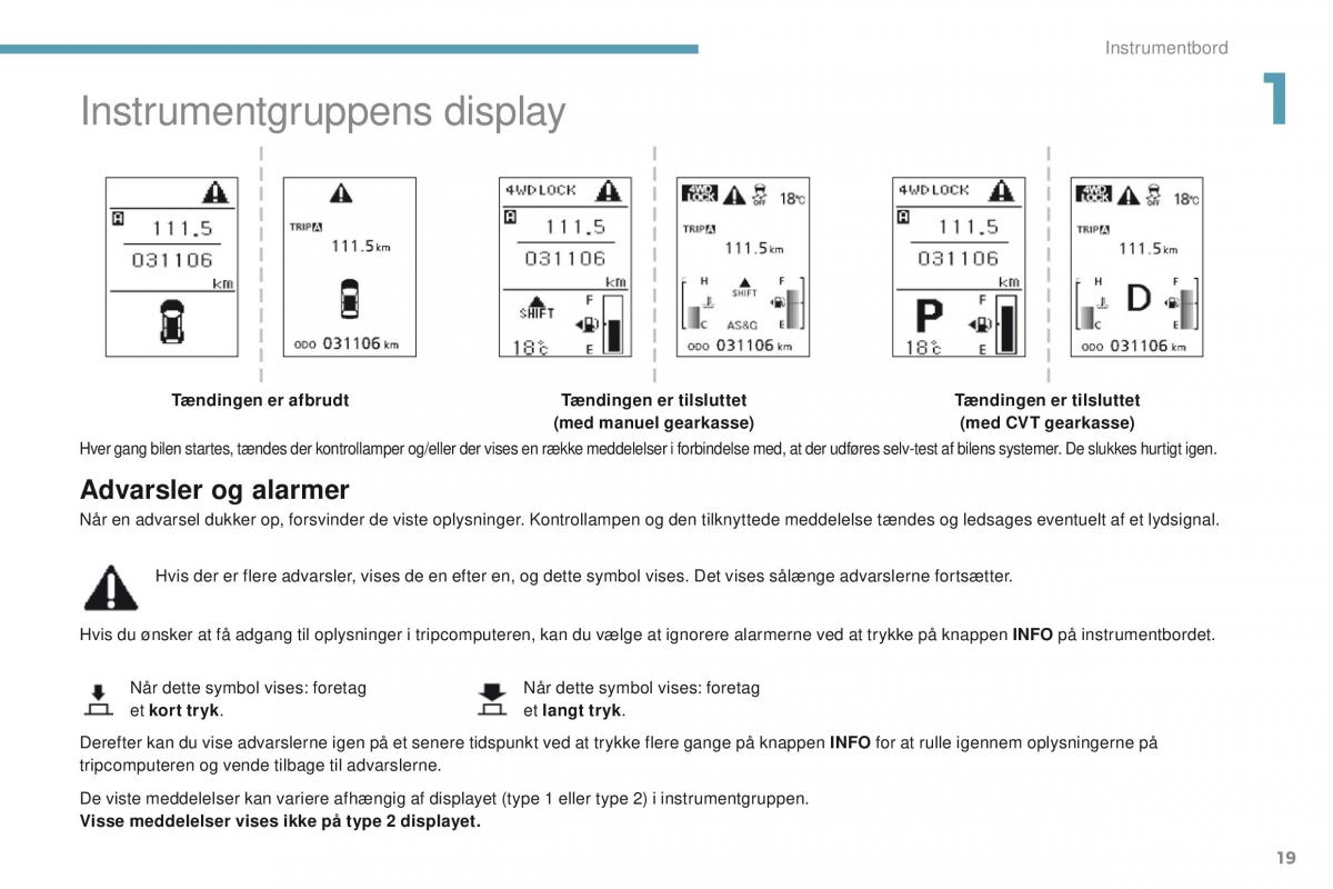 Peugeot 4008 Bilens instruktionsbog / page 21