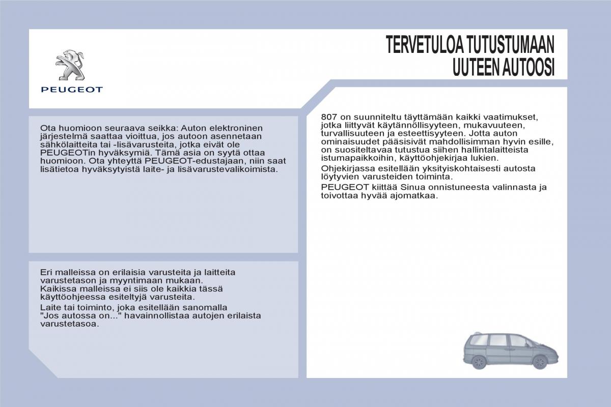 Peugeot 807 omistajan kasikirja / page 3