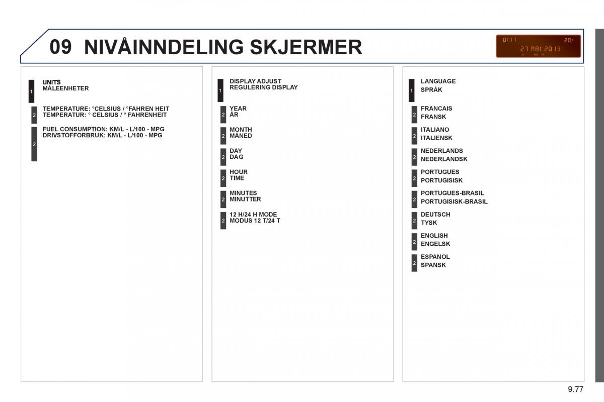 Peugeot 807 bruksanvisningen / page 217