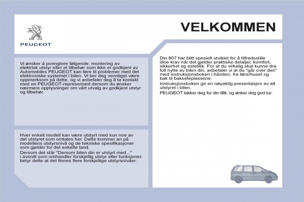 Peugeot 807 bruksanvisningen / page 3