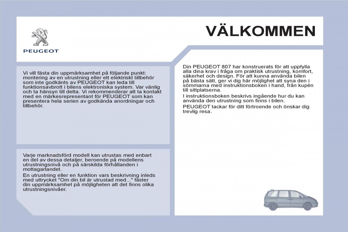Peugeot 807 instruktionsbok / page 3