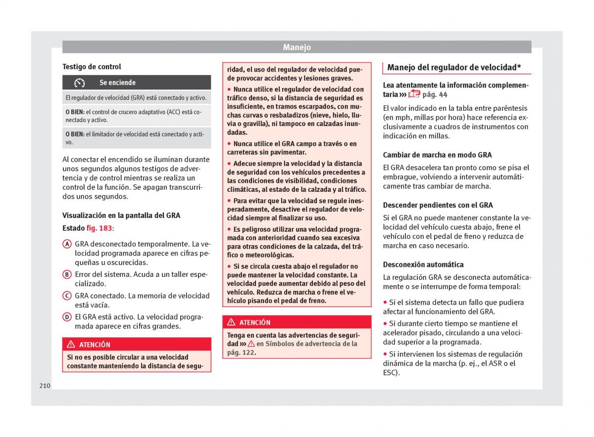 Seat Arona manual del propietario / page 212