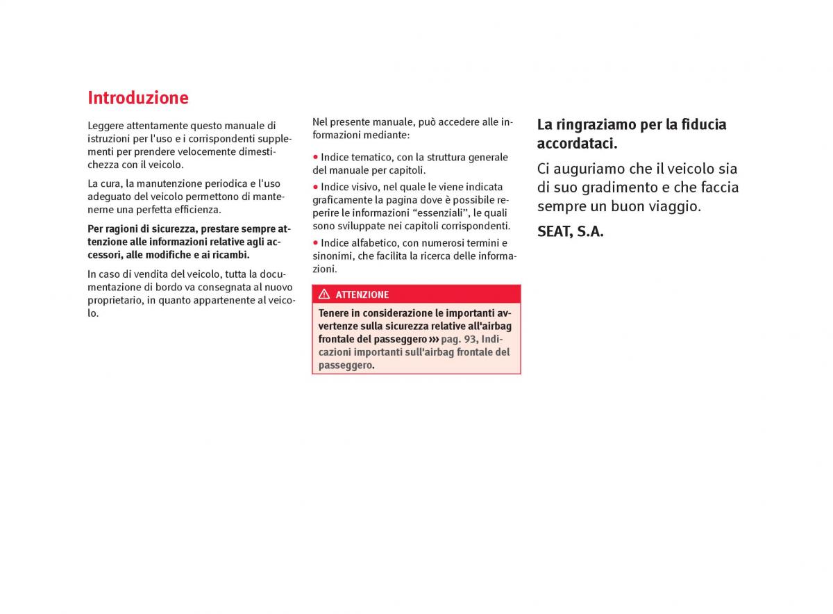Seat Arona manuale del proprietario / page 3