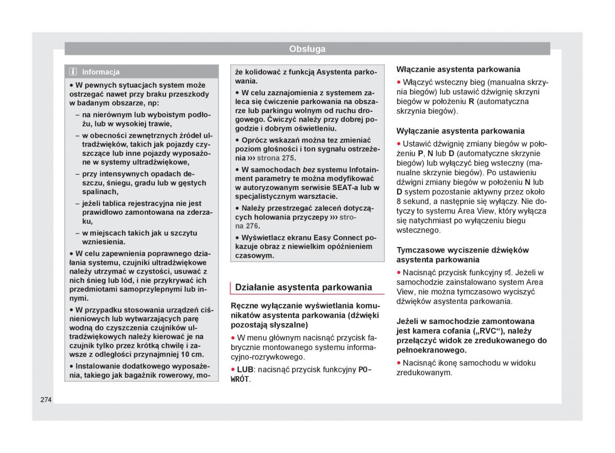 Seat Ateca instrukcja obslugi / page 276