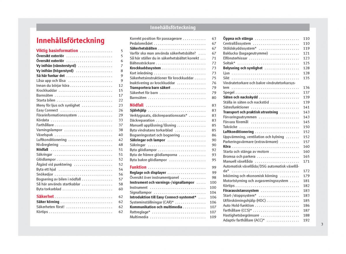 Seat Ateca instruktionsbok / page 5