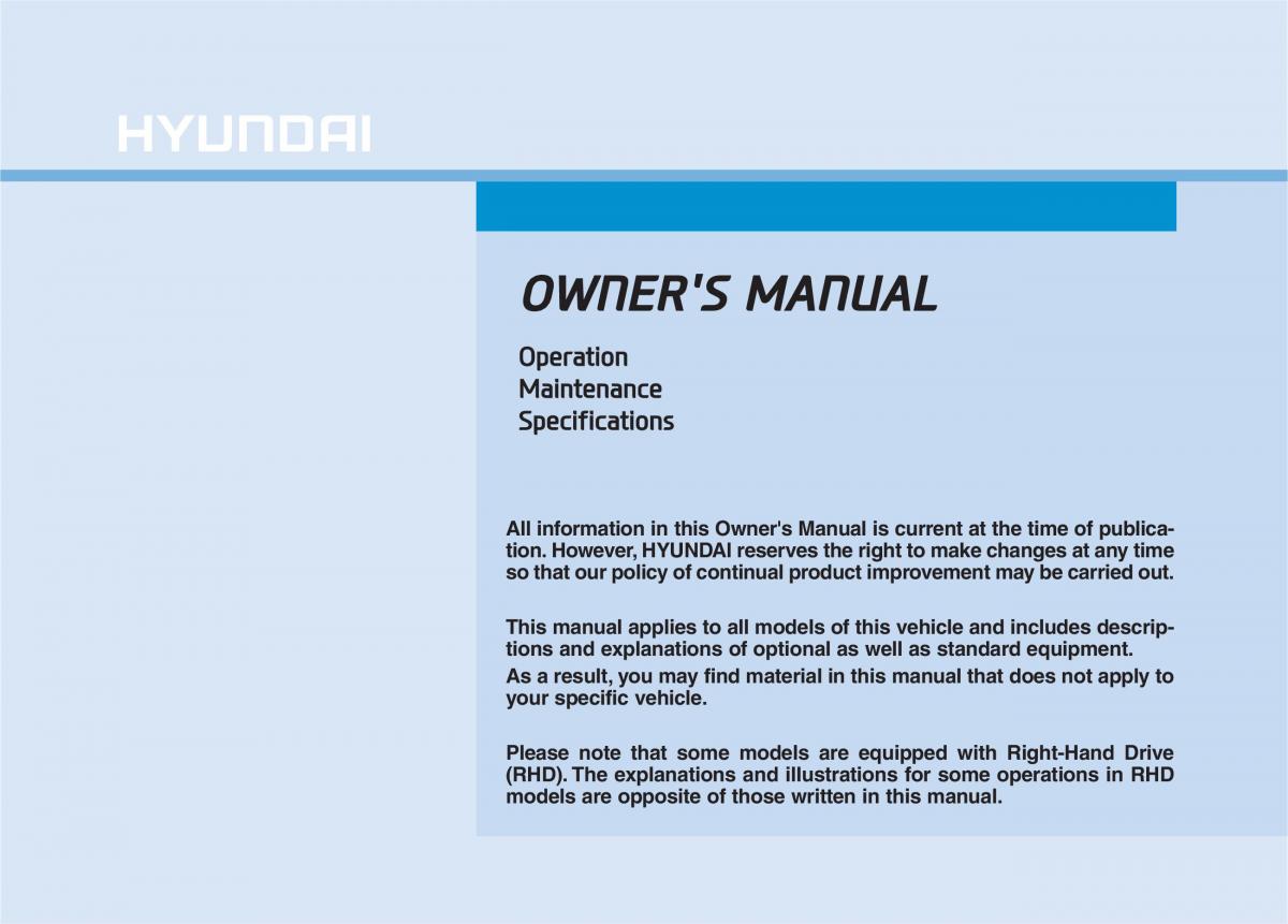 Hyundai Kona owners manual / page 1