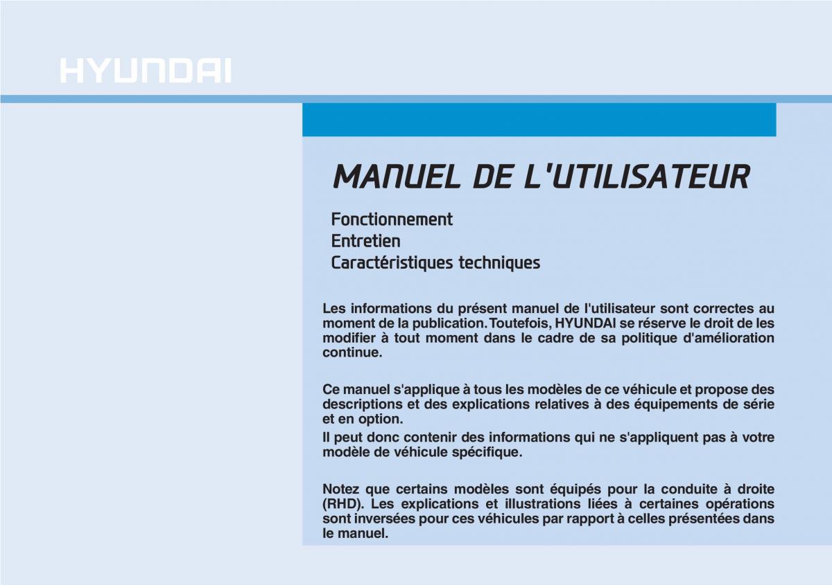 Hyundai Kona manuel du proprietaire / page 1