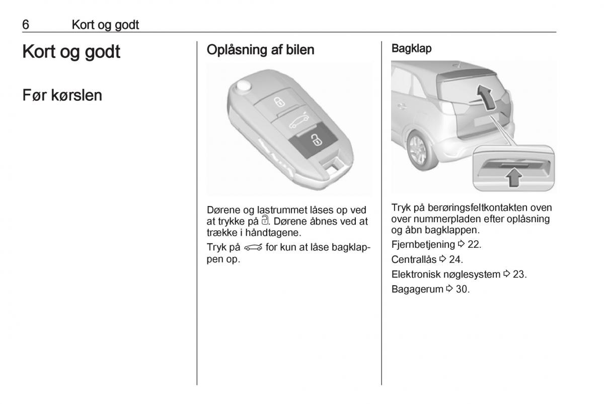manual  Opel Crossland X Bilens instruktionsbog / page 8