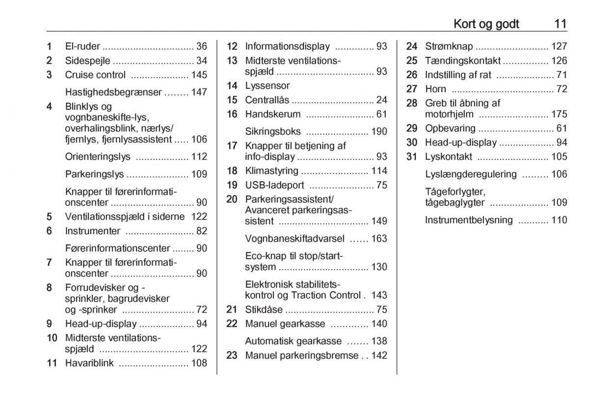 manual  Opel Crossland X Bilens instruktionsbog / page 13