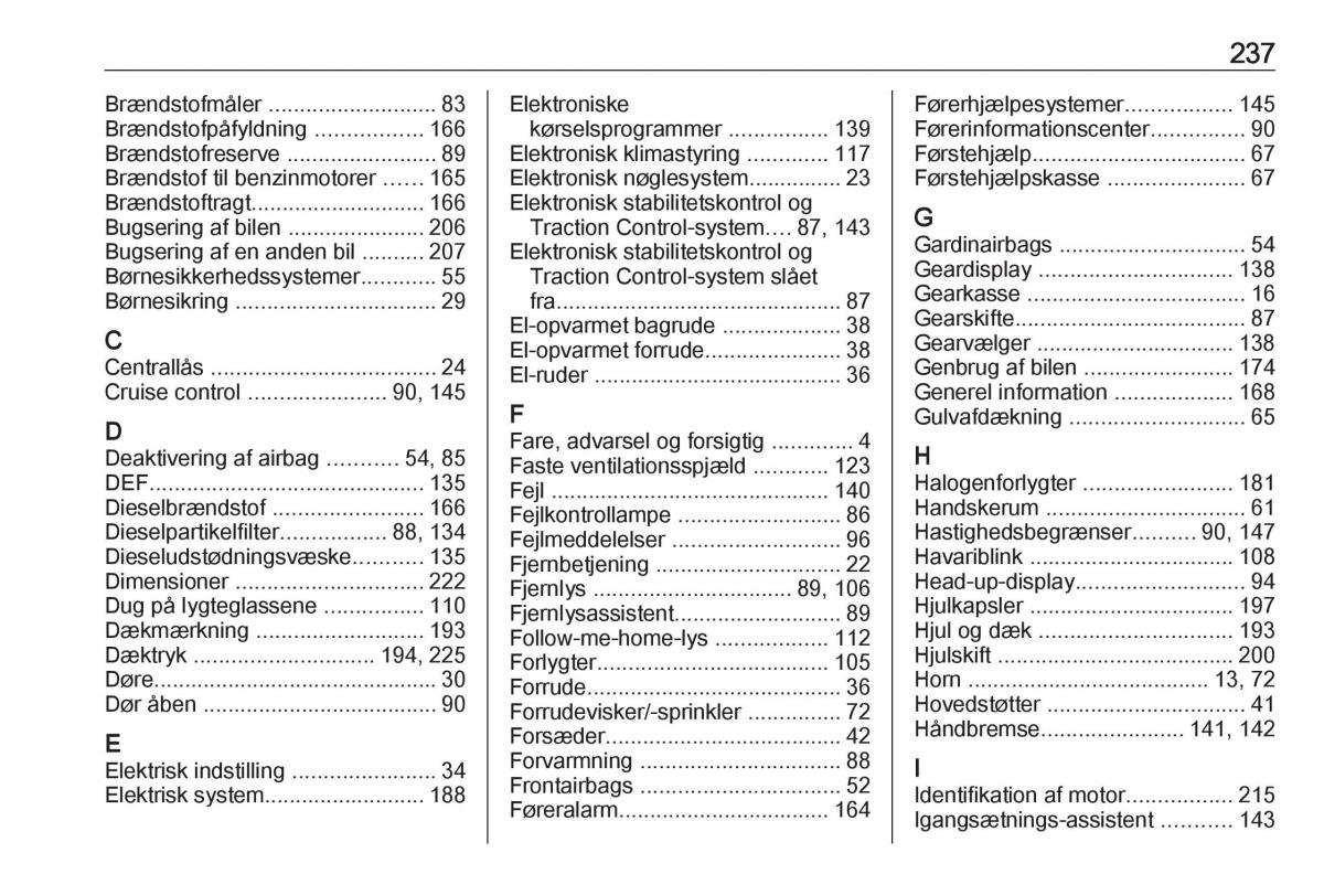 Opel Crossland X Bilens instruktionsbog / page 239