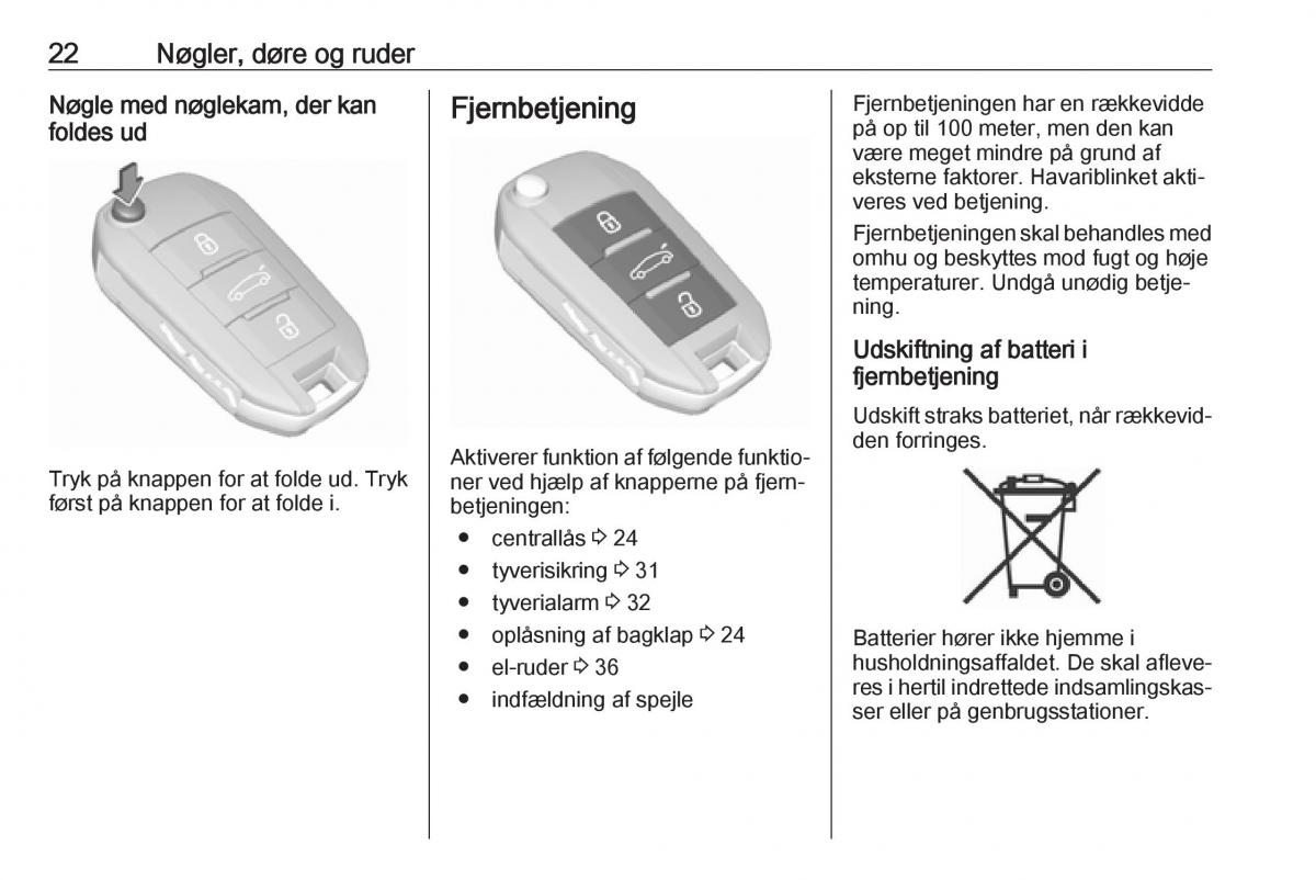 Opel Crossland X Bilens instruktionsbog / page 24