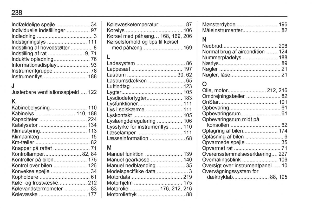 manual  Opel Crossland X Bilens instruktionsbog / page 240