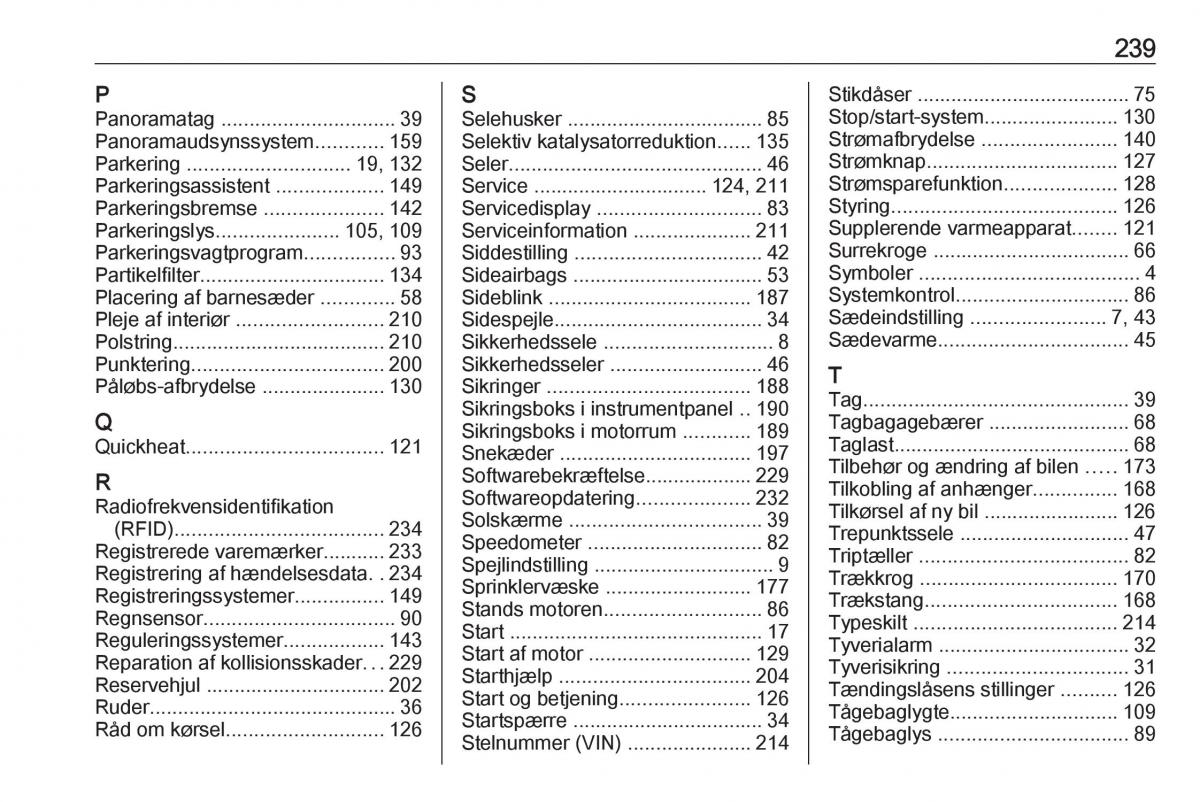 Opel Crossland X Bilens instruktionsbog / page 241