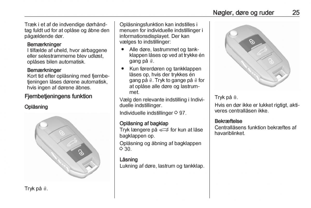 Opel Crossland X Bilens instruktionsbog / page 27