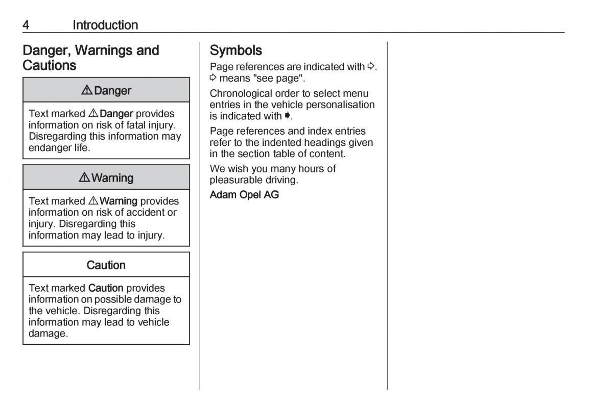 Opel Crossland X owners manual / page 6