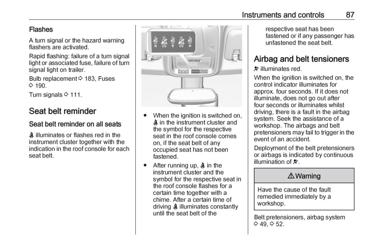 Opel Crossland X owners manual / page 89