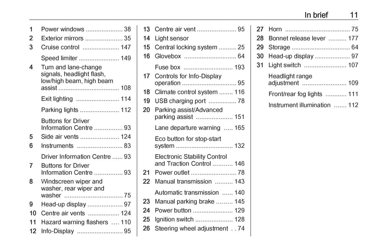 Opel Crossland X owners manual / page 13