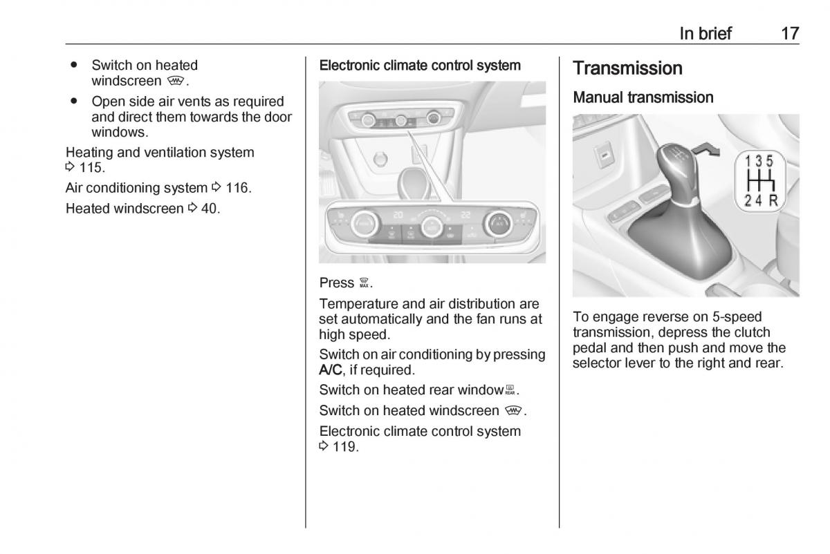 Opel Crossland X owners manual / page 19