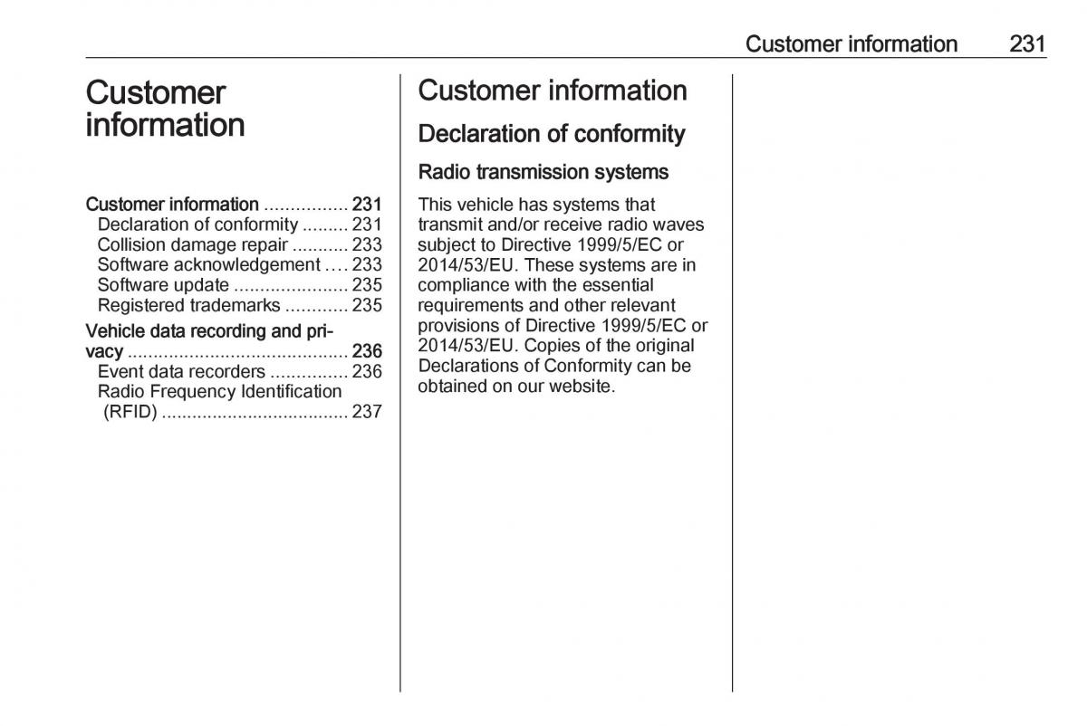 manual  Opel Crossland X owners manual / page 233