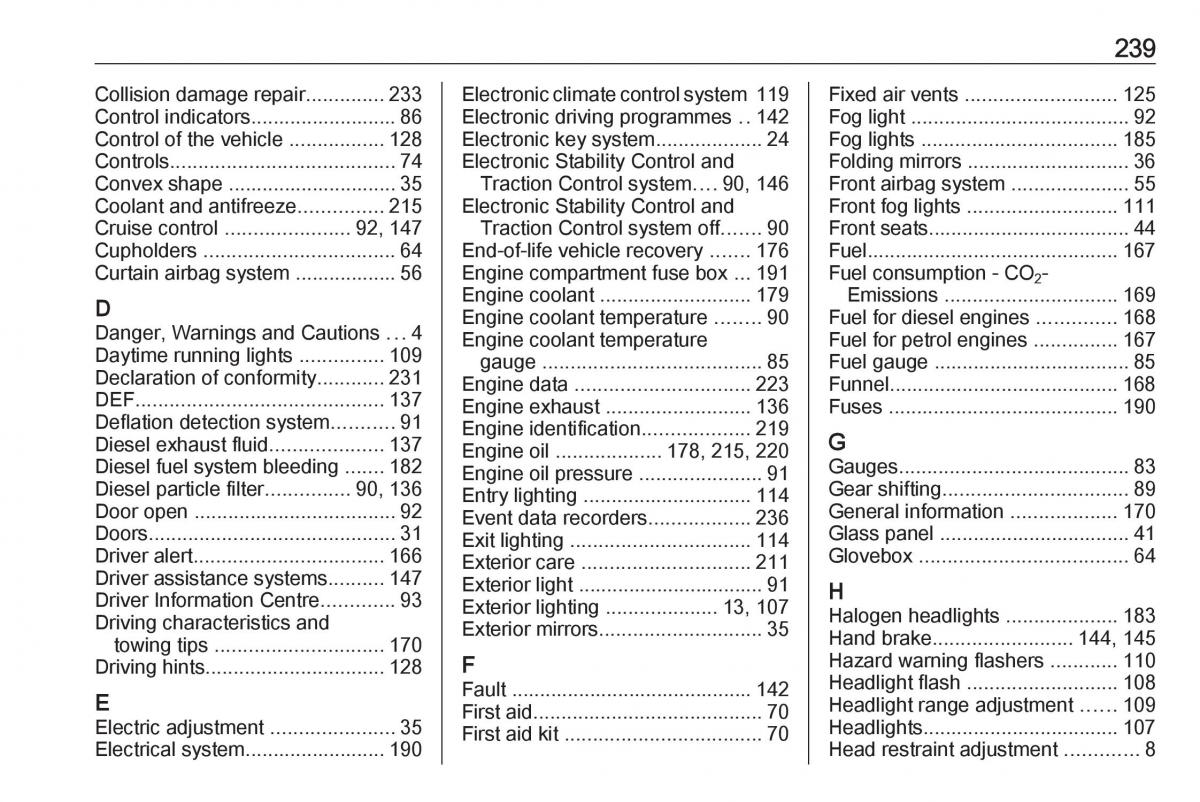 manual  Opel Crossland X owners manual / page 241