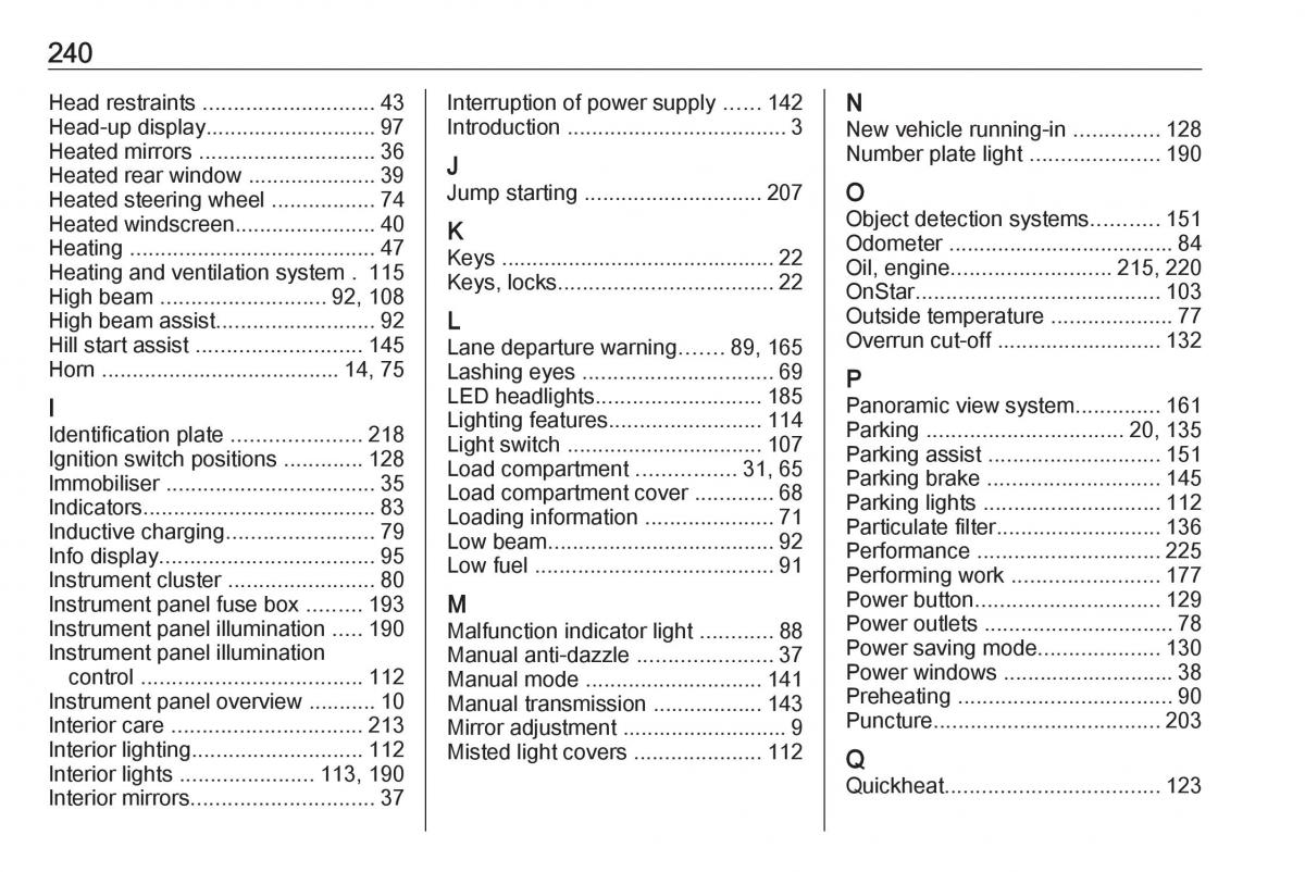 Opel Crossland X owners manual / page 242