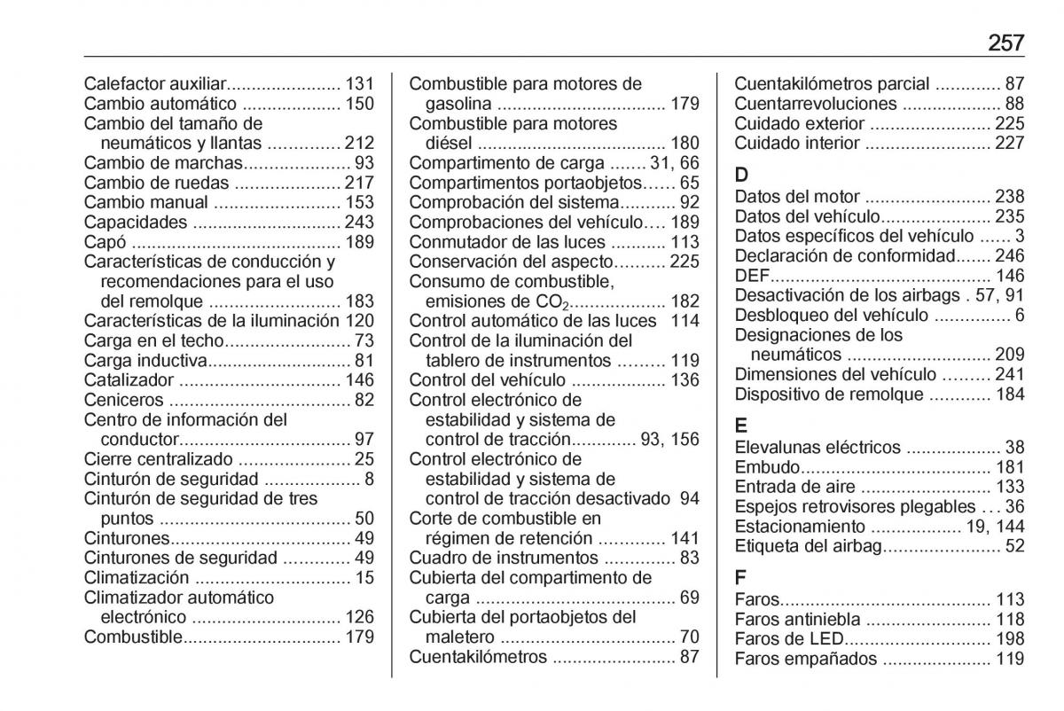 Opel Crossland X manual del propietario / page 259