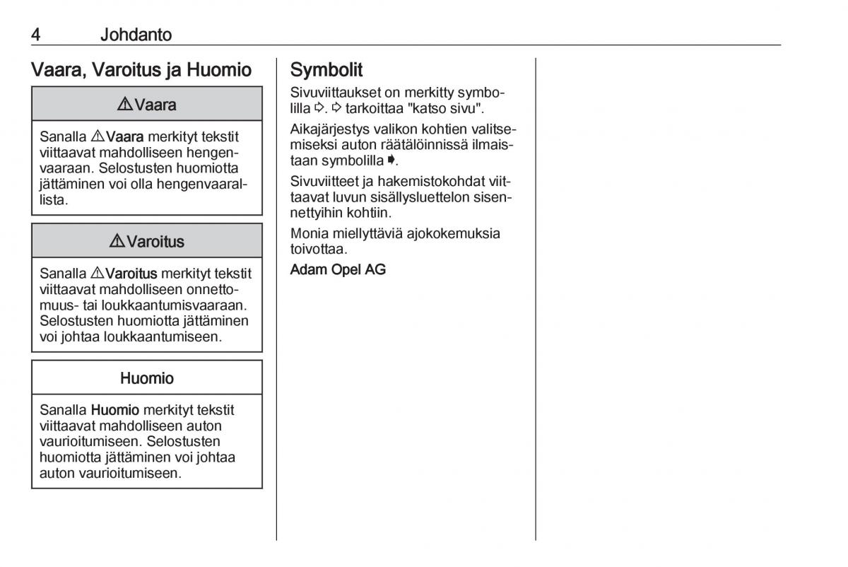 Opel Crossland X omistajan kasikirja / page 6