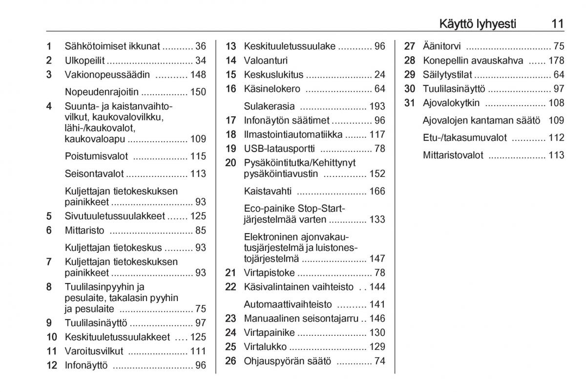 manual  Opel Crossland X omistajan kasikirja / page 13