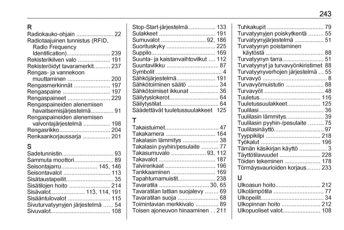 manual  Opel Crossland X omistajan kasikirja / page 245