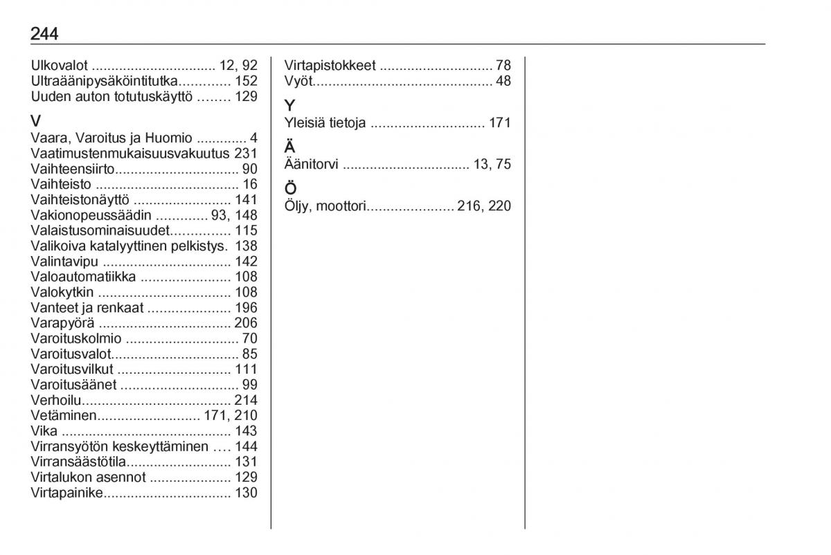 Opel Crossland X omistajan kasikirja / page 246