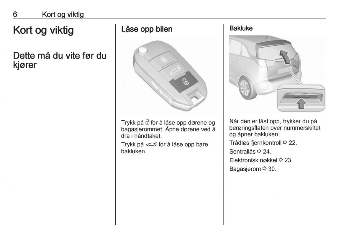 Opel Crossland X bruksanvisningen / page 8