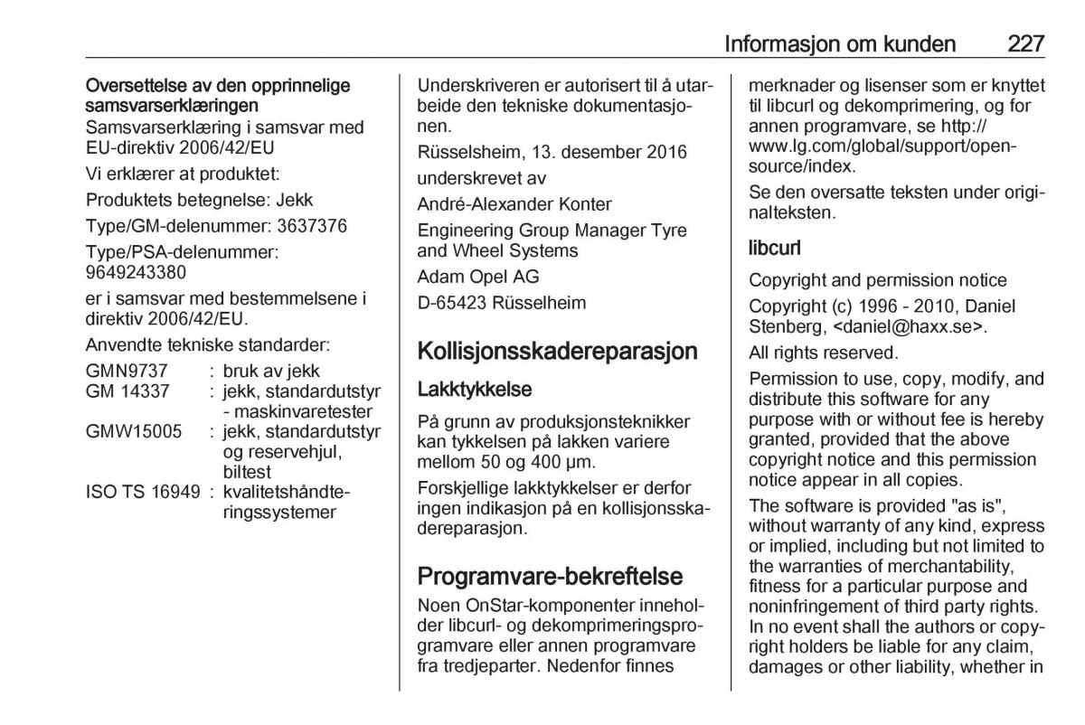 manual Opel Crossland X bruksanvisningen / page 229