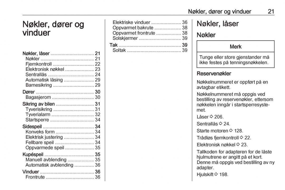 manual Opel Crossland X bruksanvisningen / page 23