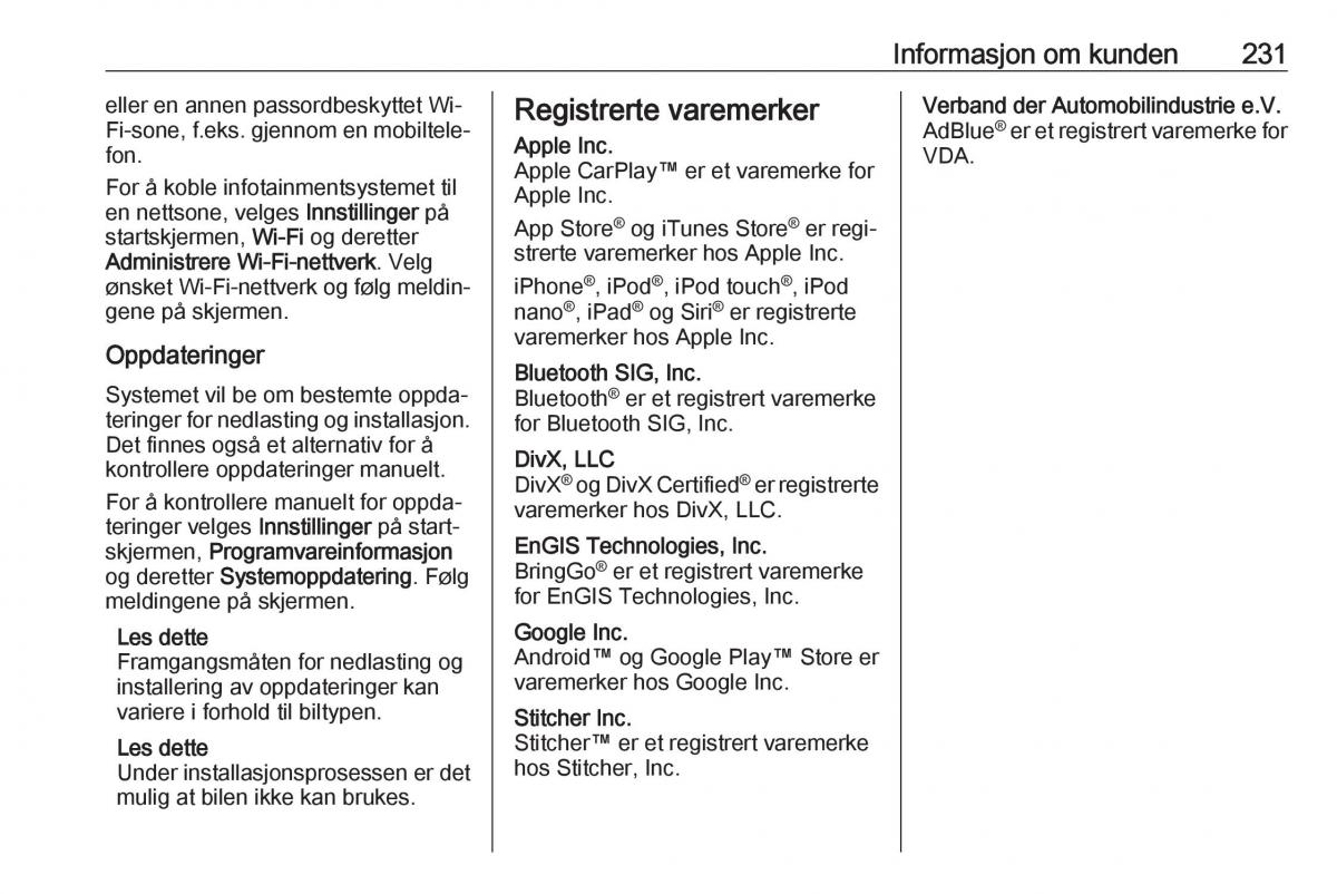 manual Opel Crossland X bruksanvisningen / page 233