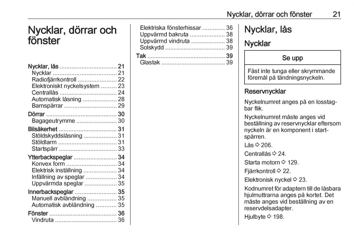 manual Opel Crossland X instruktionsbok / page 23