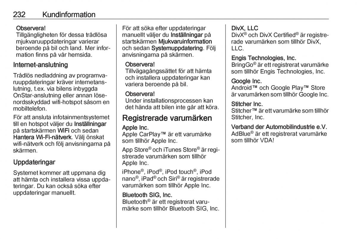 Opel Crossland X instruktionsbok / page 234