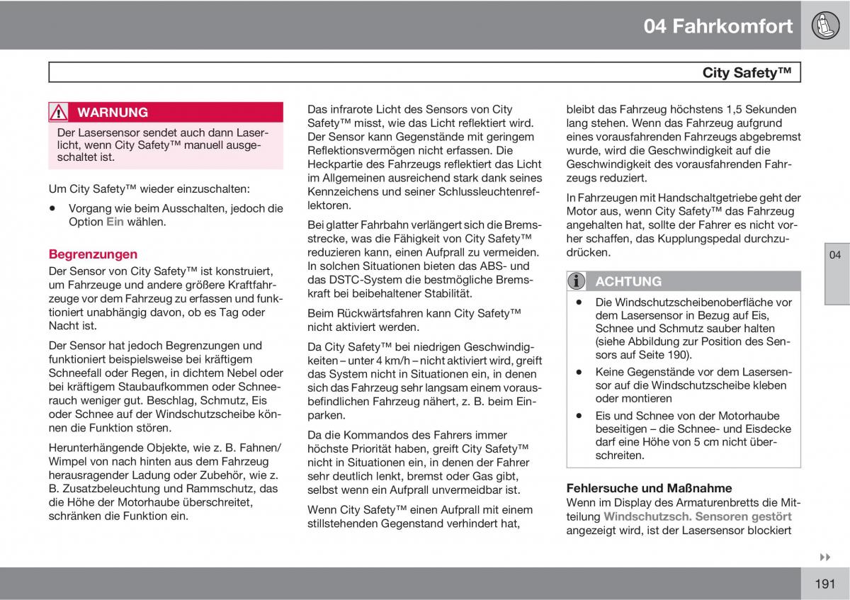 Volvo XC60 I 1 Handbuch / page 191