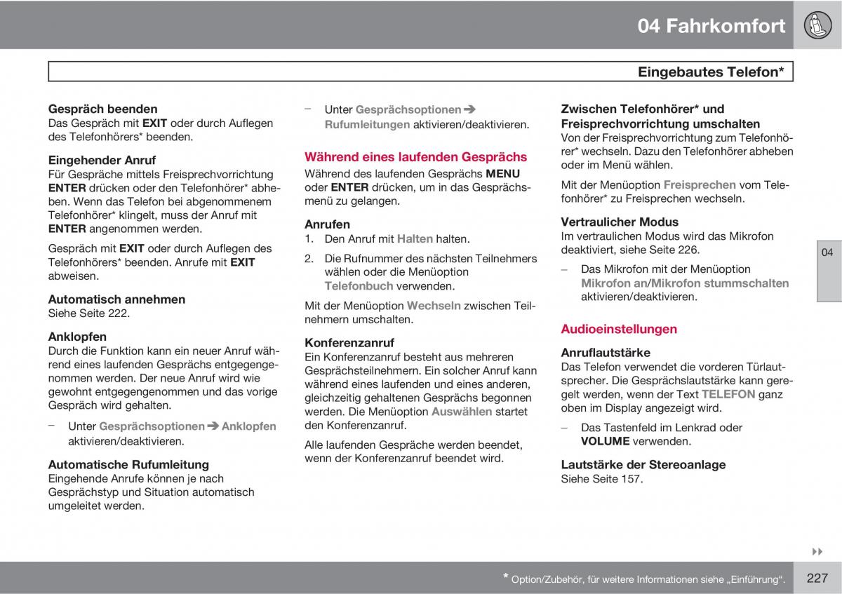 Volvo XC60 I 1 Handbuch / page 227