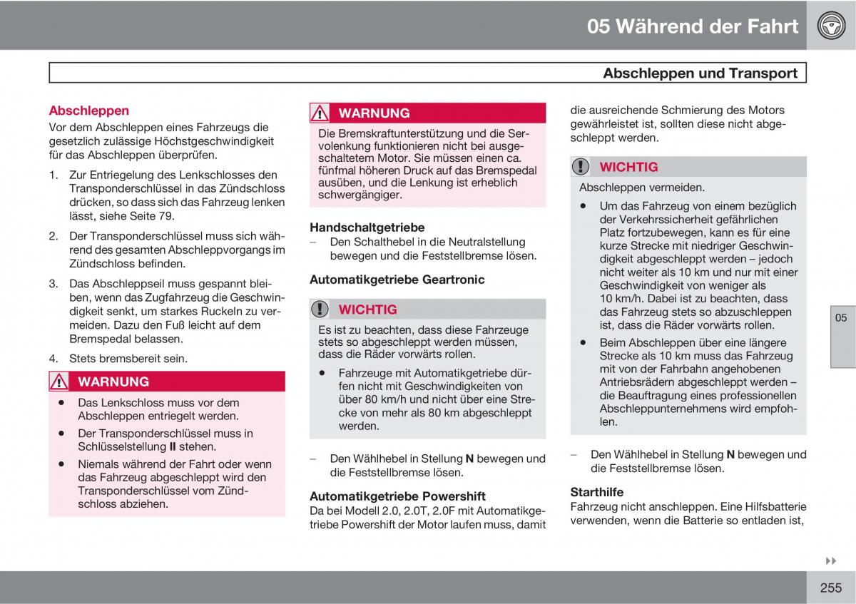 Volvo XC60 I 1 Handbuch / page 255
