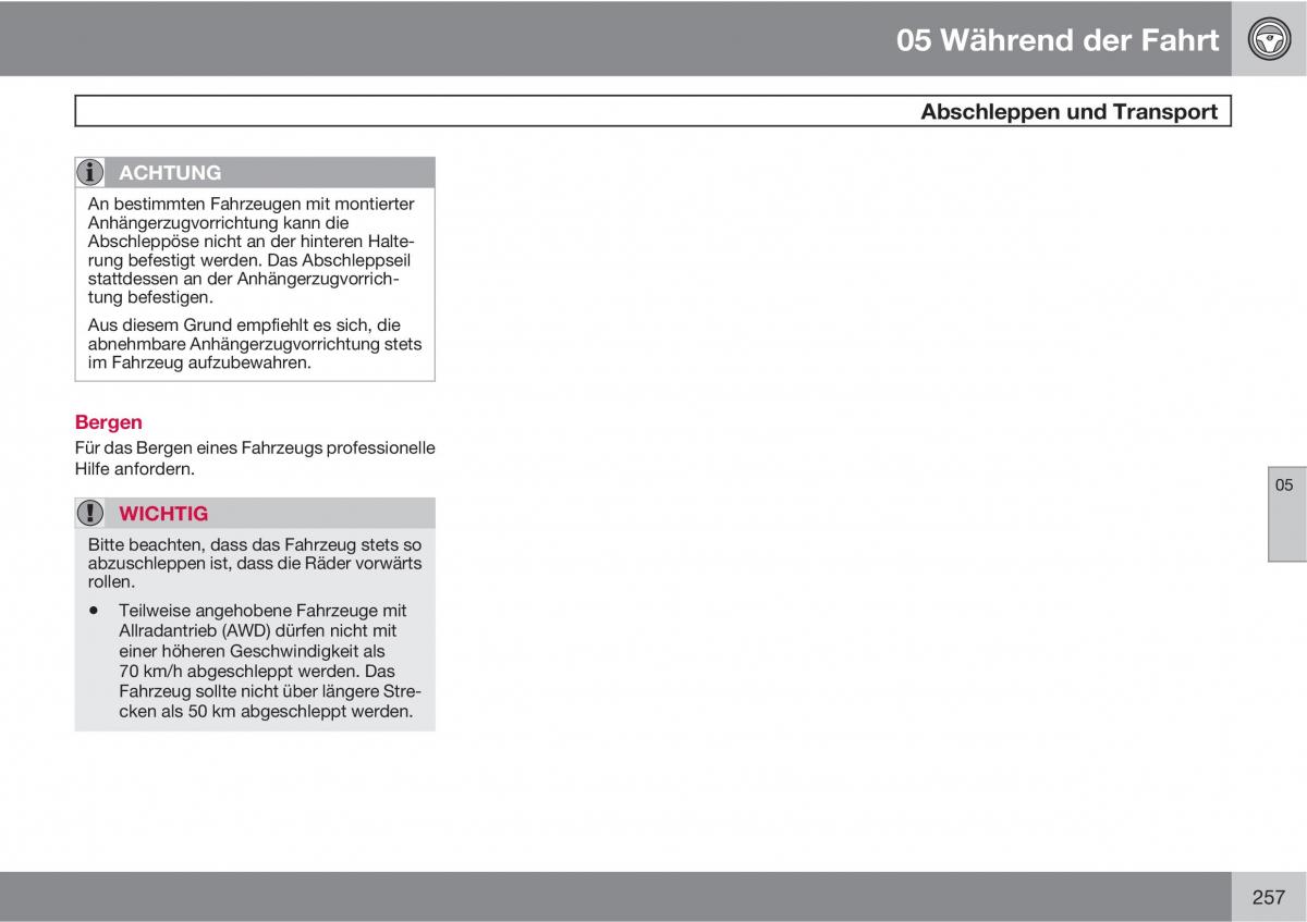 Volvo XC60 I 1 Handbuch / page 257